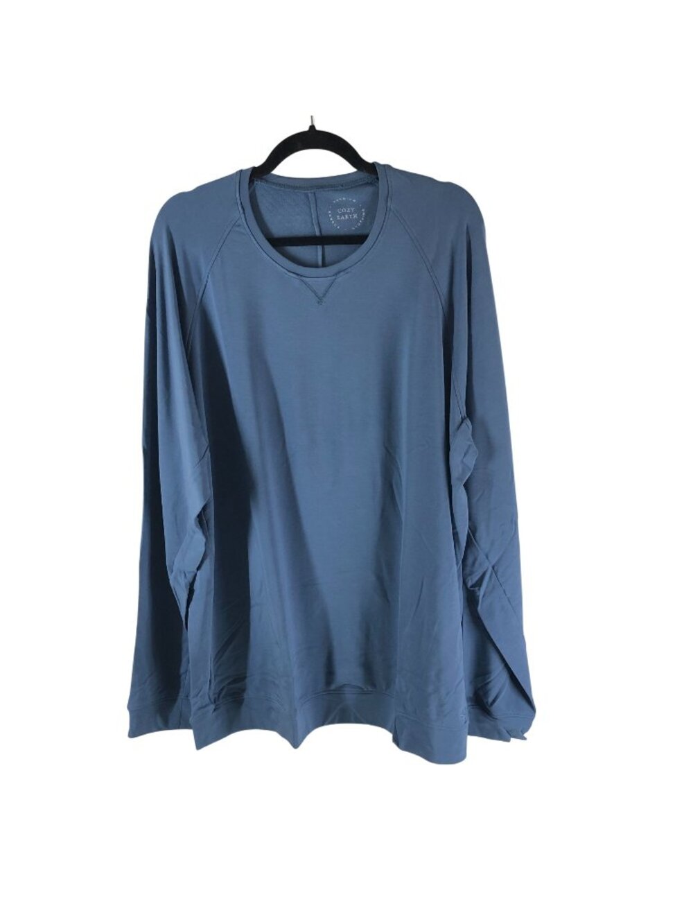 Cozy Earth Mens Ultra-Soft Bamboo Pullover Crew Shirt Blue Long Sleeve XXL